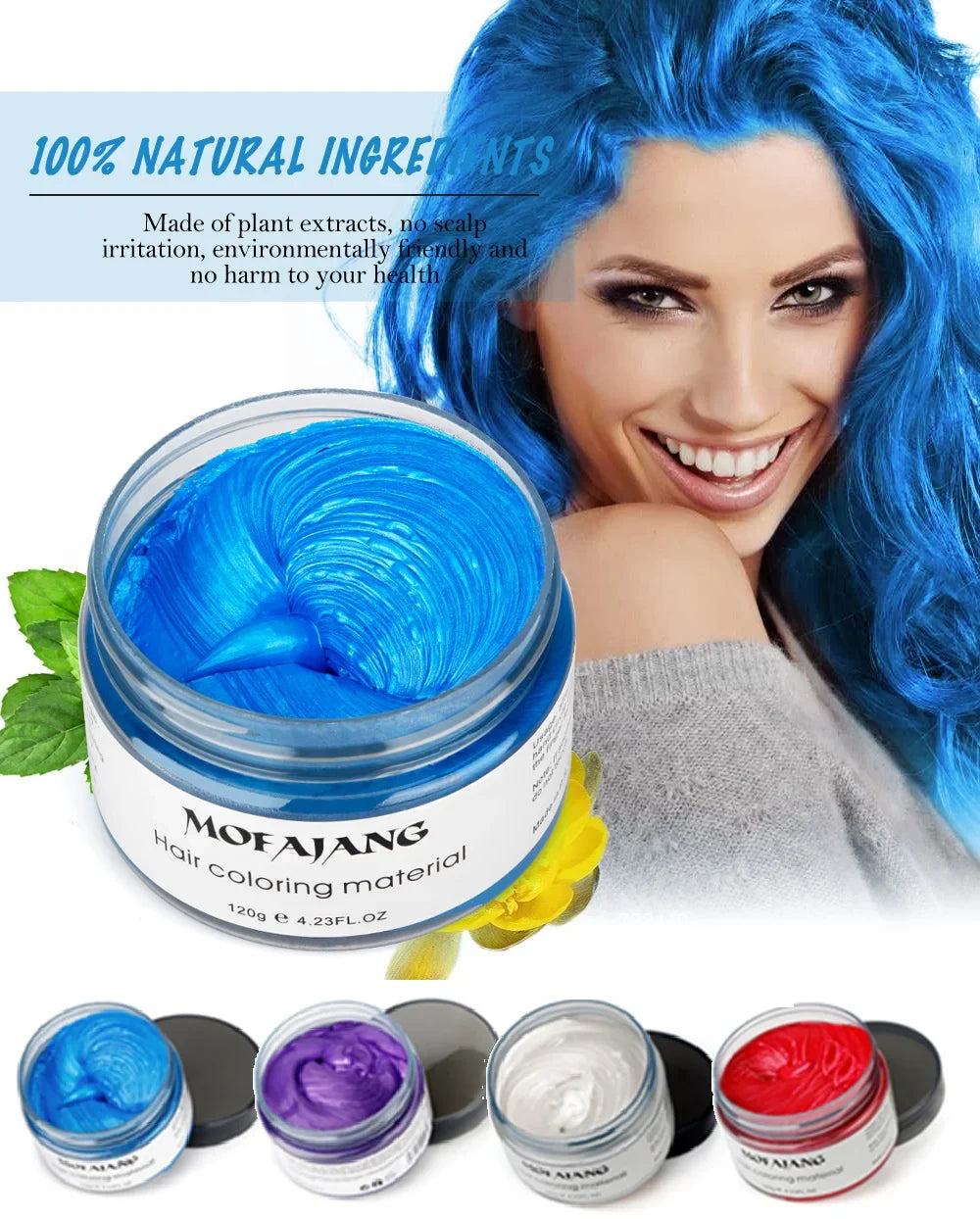 Hair Color Wax Plant-Based Washable Non-Sticky