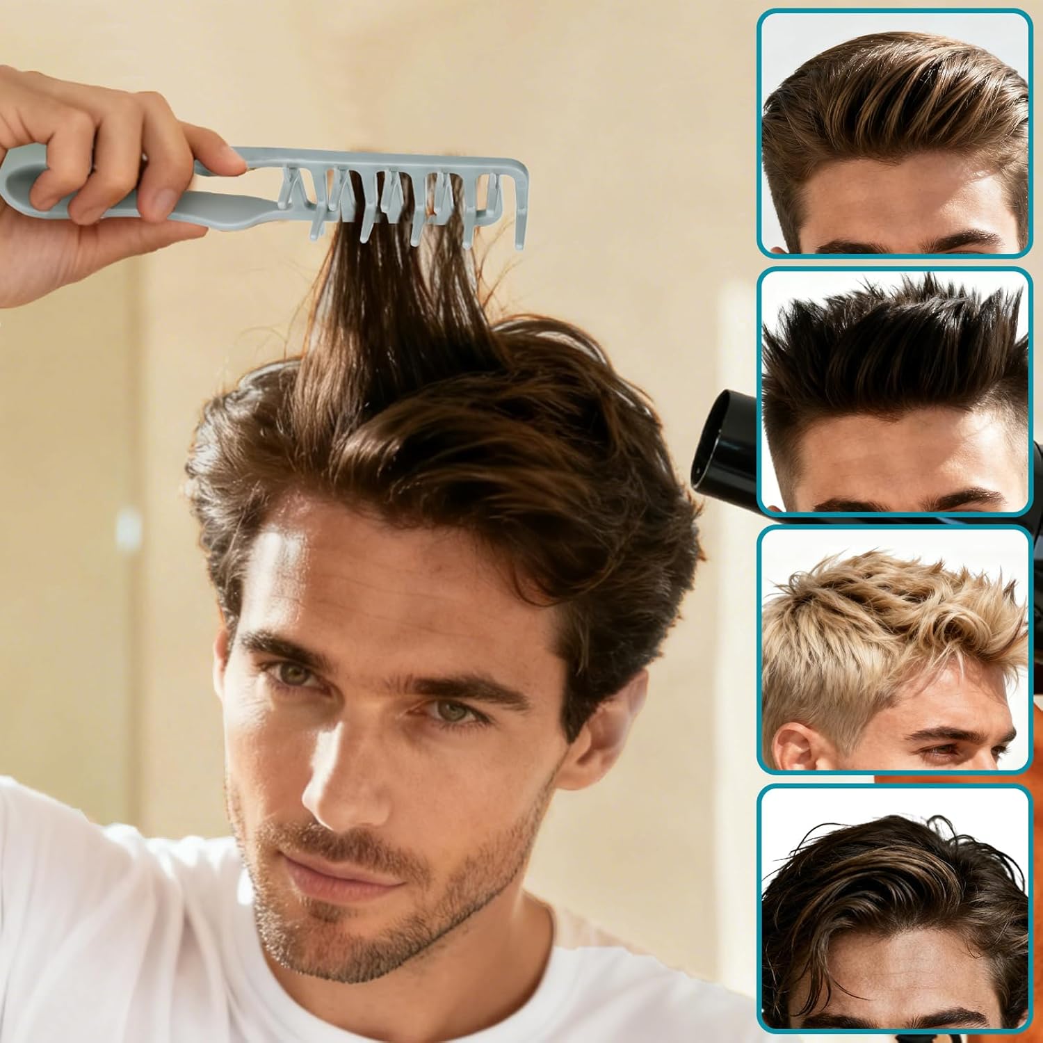 Hair Comb Wide Teeth No-Pull Root Volume