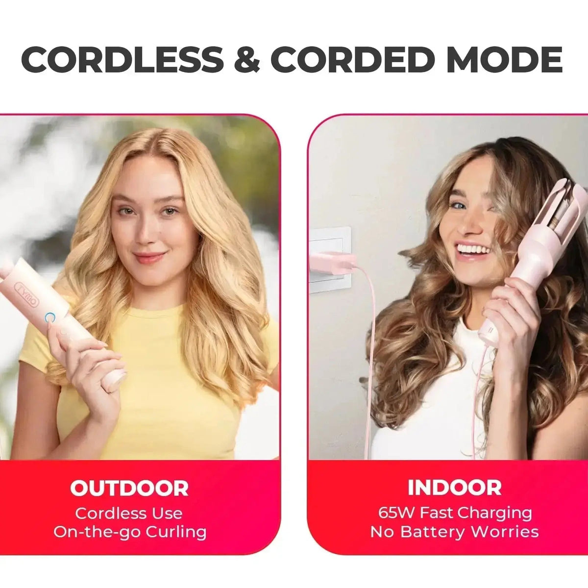 Hair Curler Cordless Automatic Rotating Lightweight