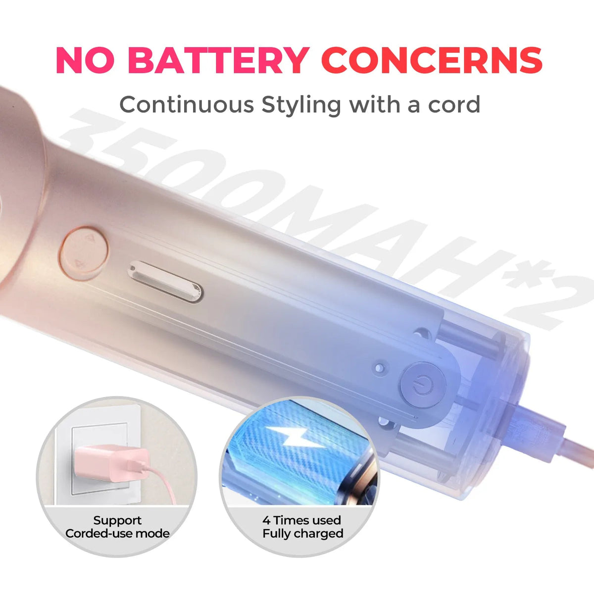 Hair Curler Cordless Automatic Rotating Lightweight