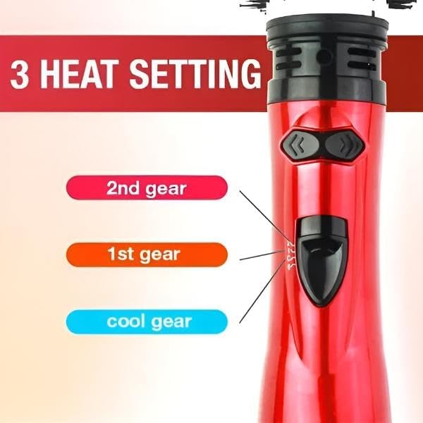 Hair Dryer 3-in-1 Rotating & Interchangeable Brushes