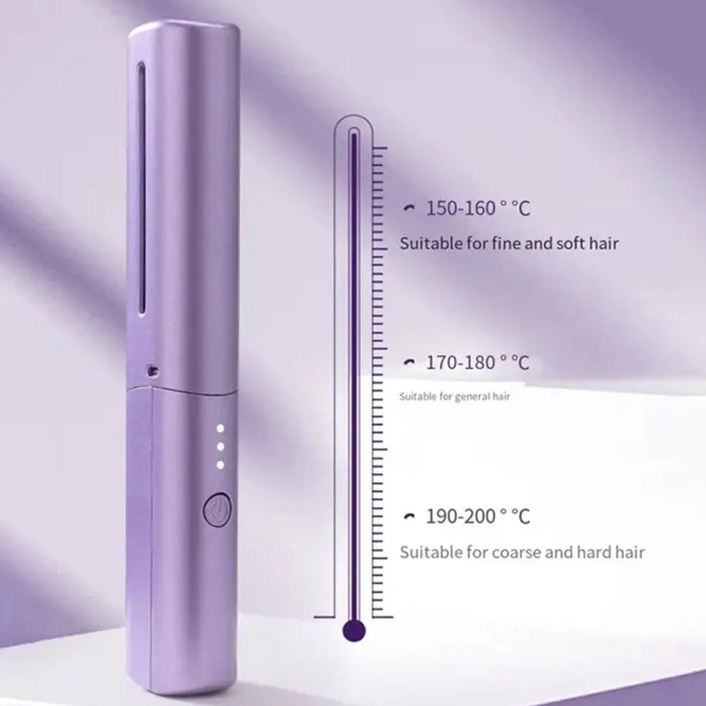 Hair Straightener Comb Ceramic Coating Adjustable Heat USB Rechargeable