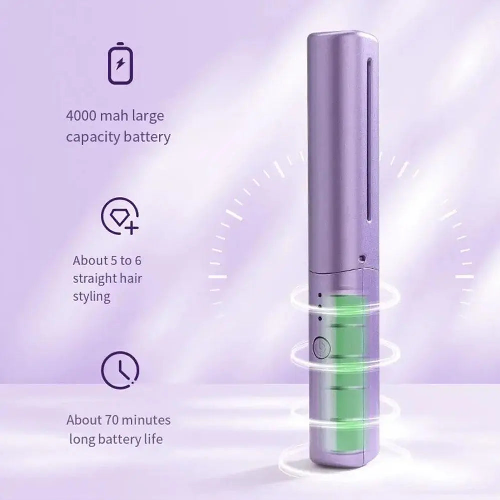 Hair Straightener Comb Ceramic Coating Adjustable Heat USB Rechargeable
