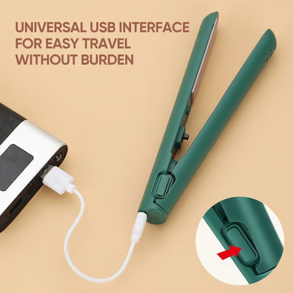 Hair Straightener & Curler USB-Powered Ceramic Plates Anti-Scald