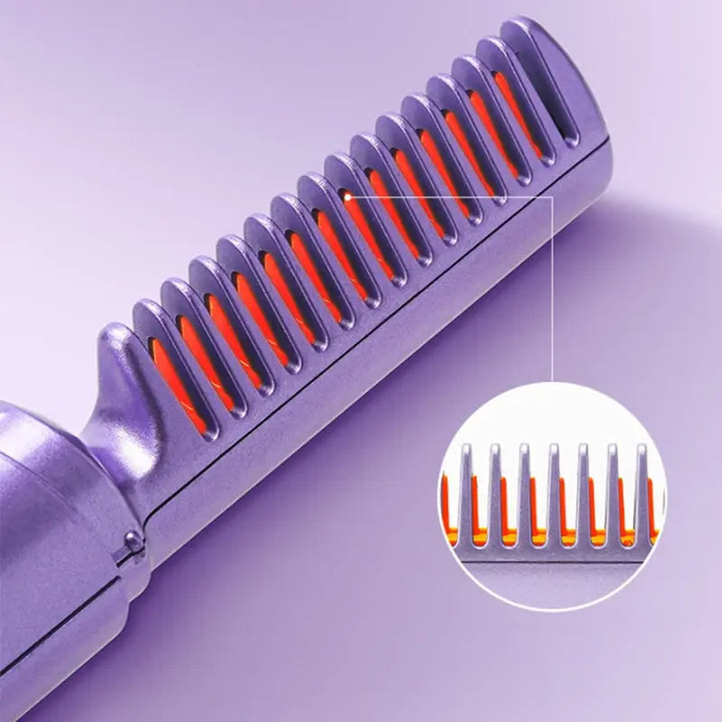 Hair Straightening Brush Cordless Ceramic Coated USB Rechargeable