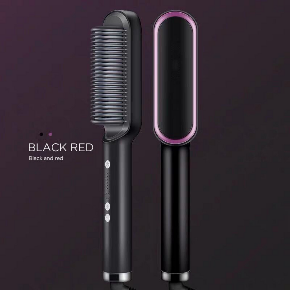 Hair Straightening Brush Ionic Titanium Bristles Anti-Frizz
