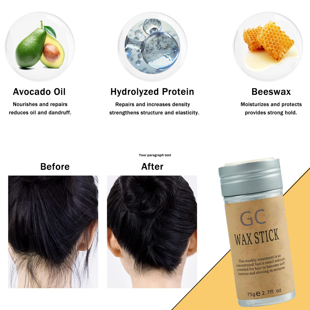 Hair Wax Stick Strong Hold Natural Finish