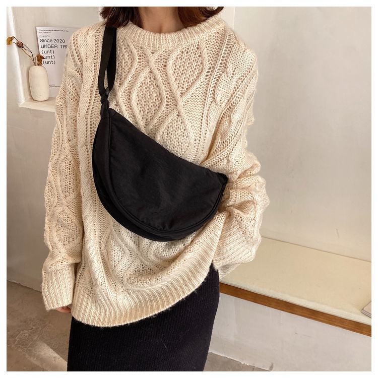 Half-Moon Crossbody Bag Adjustable Strap & Multiple Compartments