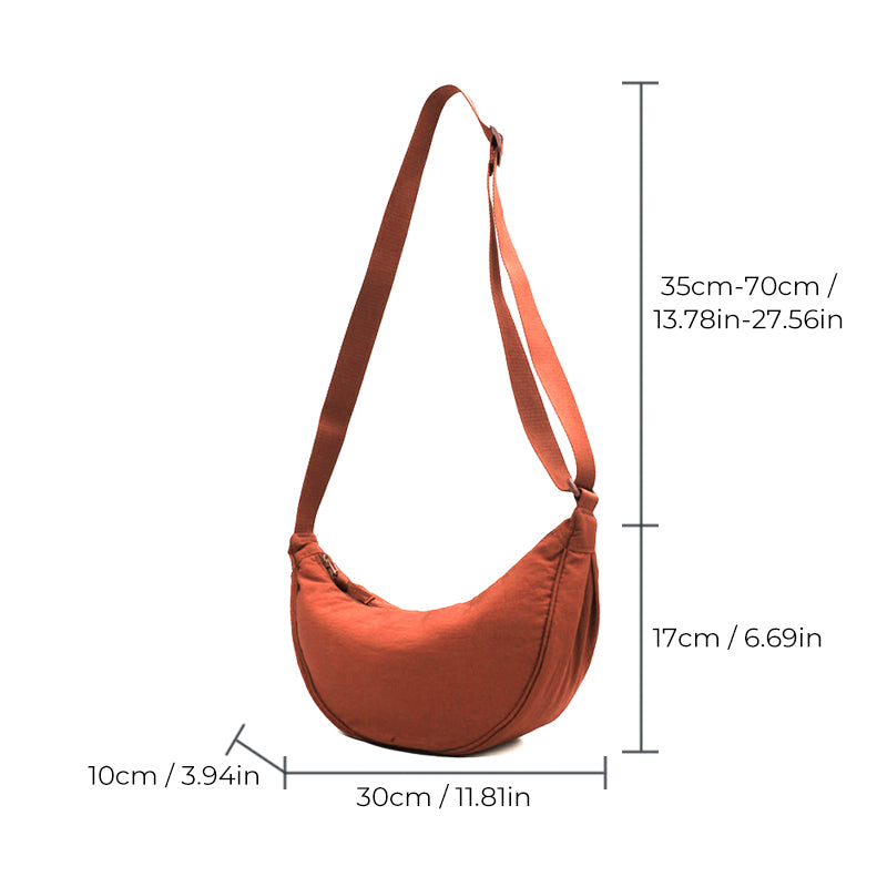 Half-Moon Crossbody Bag Adjustable Strap & Multiple Compartments