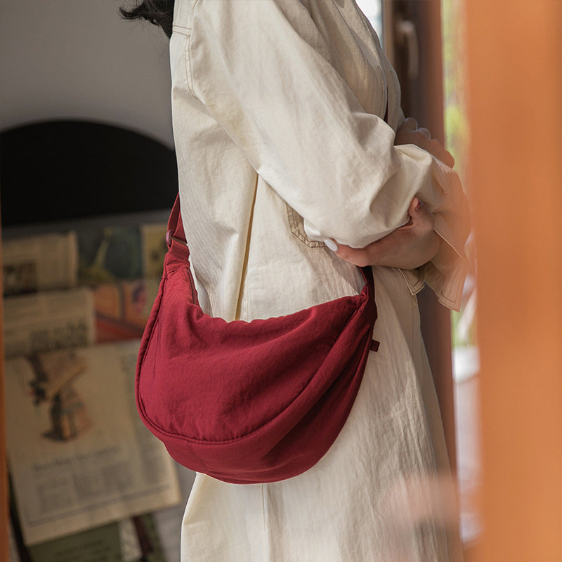 Half-Moon Crossbody Bag Adjustable Strap & Multiple Compartments