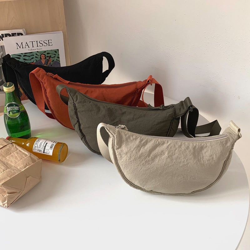 Half-Moon Crossbody Bag Adjustable Strap & Multiple Compartments