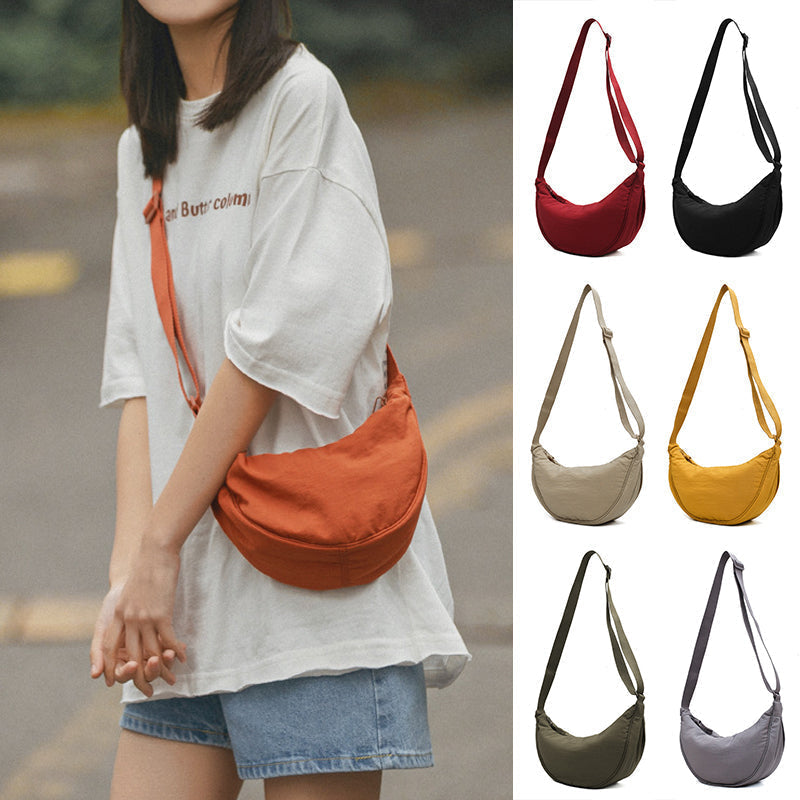 Half-Moon Crossbody Bag Adjustable Strap & Multiple Compartments