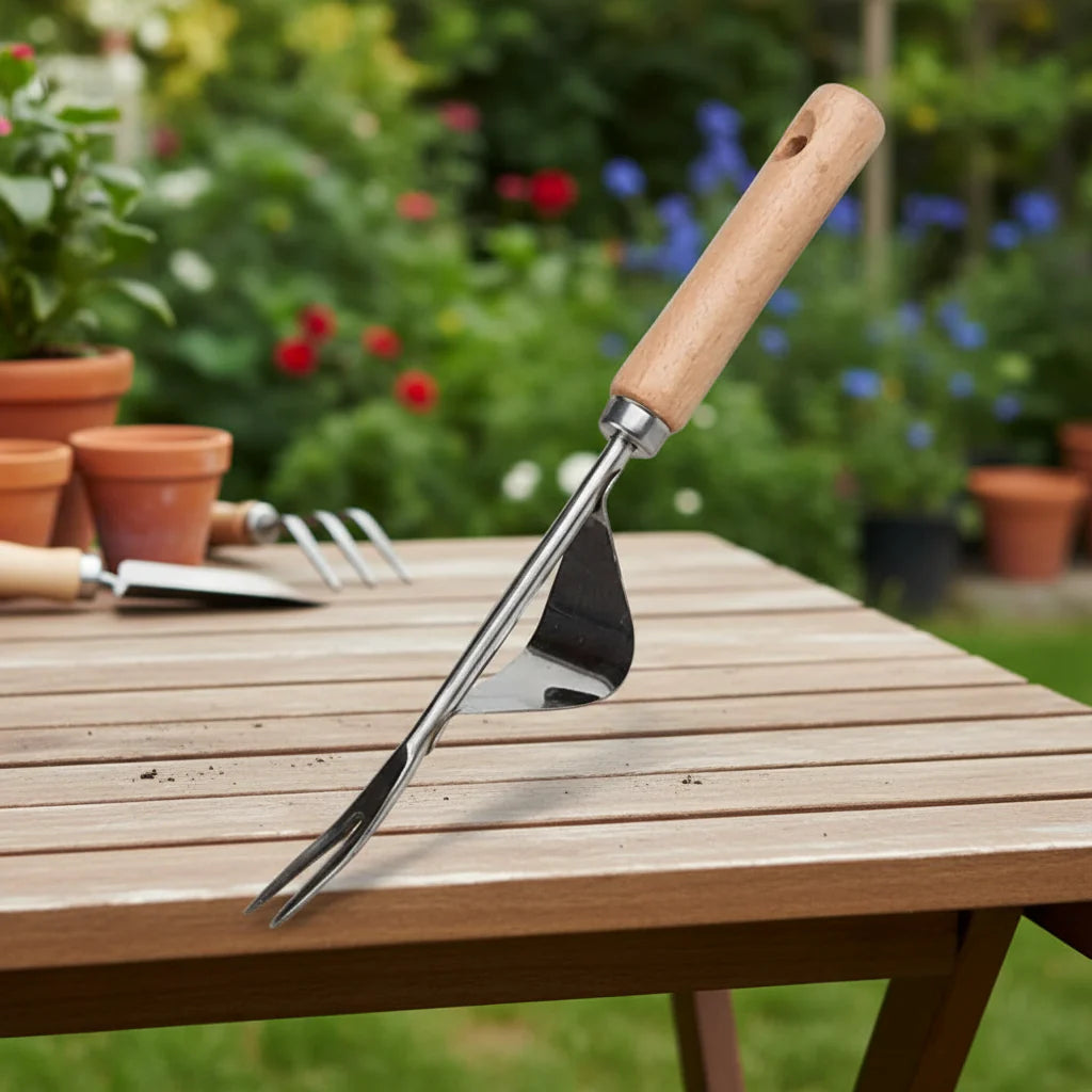 Hand Weeder Stainless Steel Head Ergonomic Wooden Handle