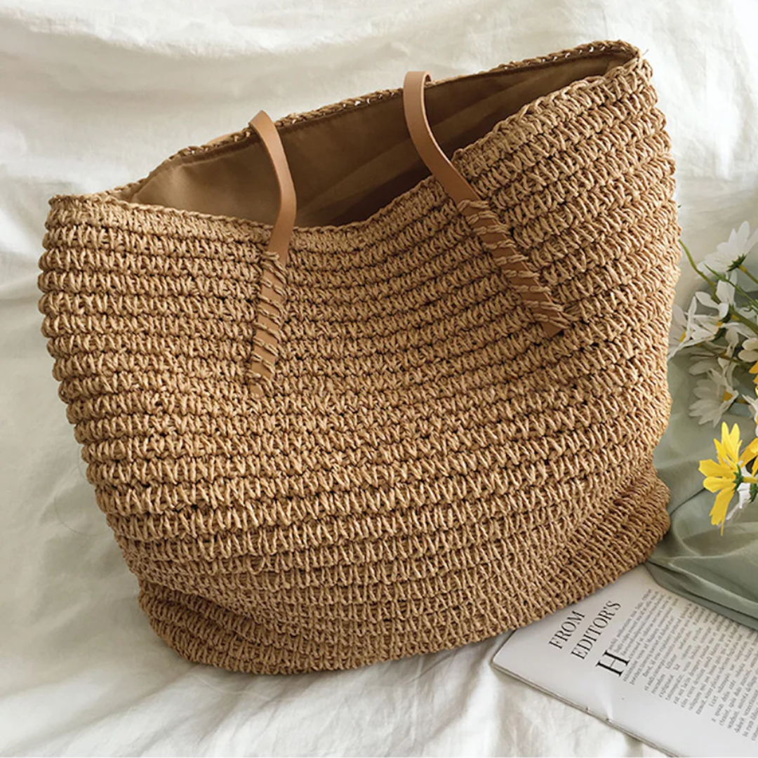 Handbag Braided Woven Spacious Interior Ergonomic Shoulder Strap