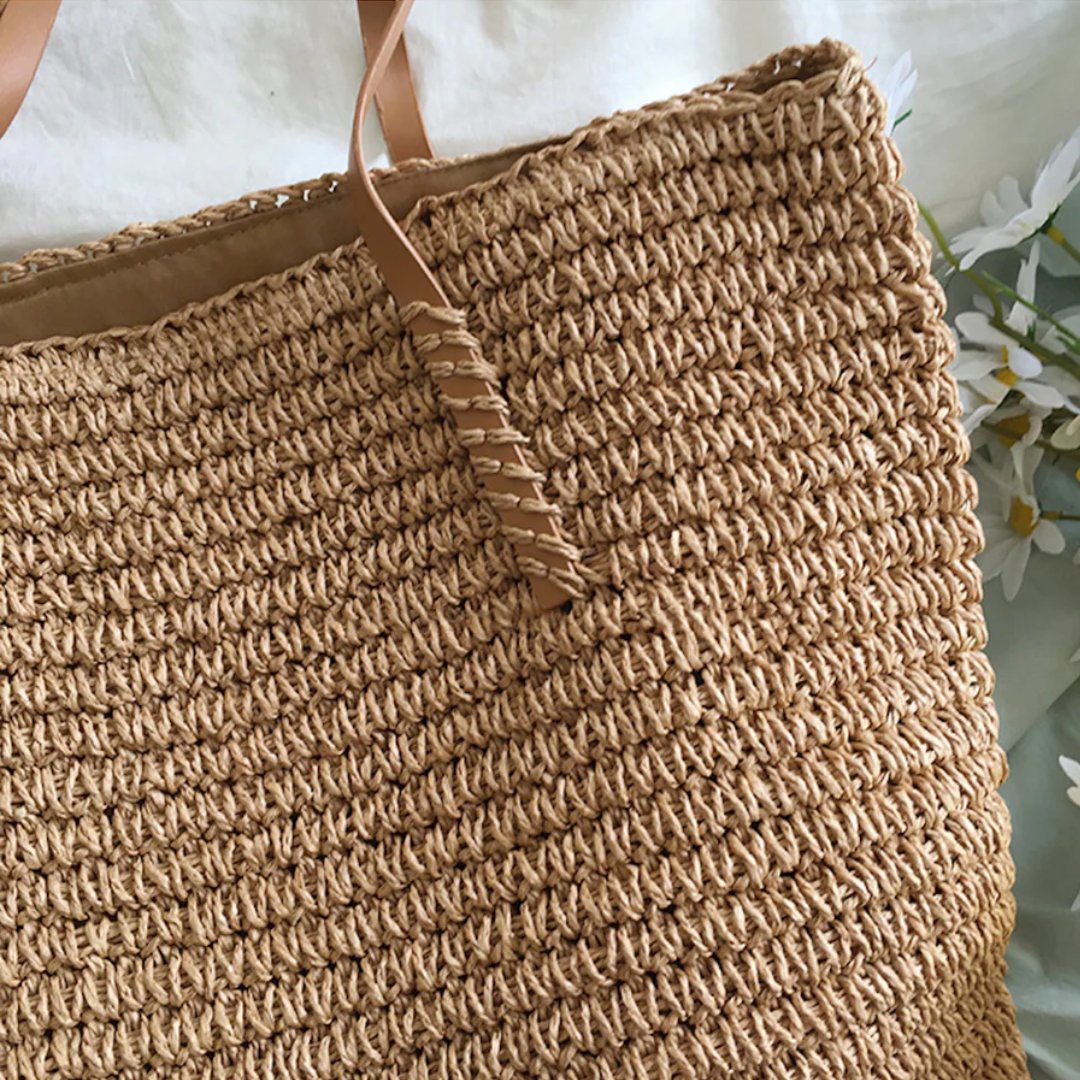 Handbag Braided Woven Spacious Interior Ergonomic Shoulder Strap