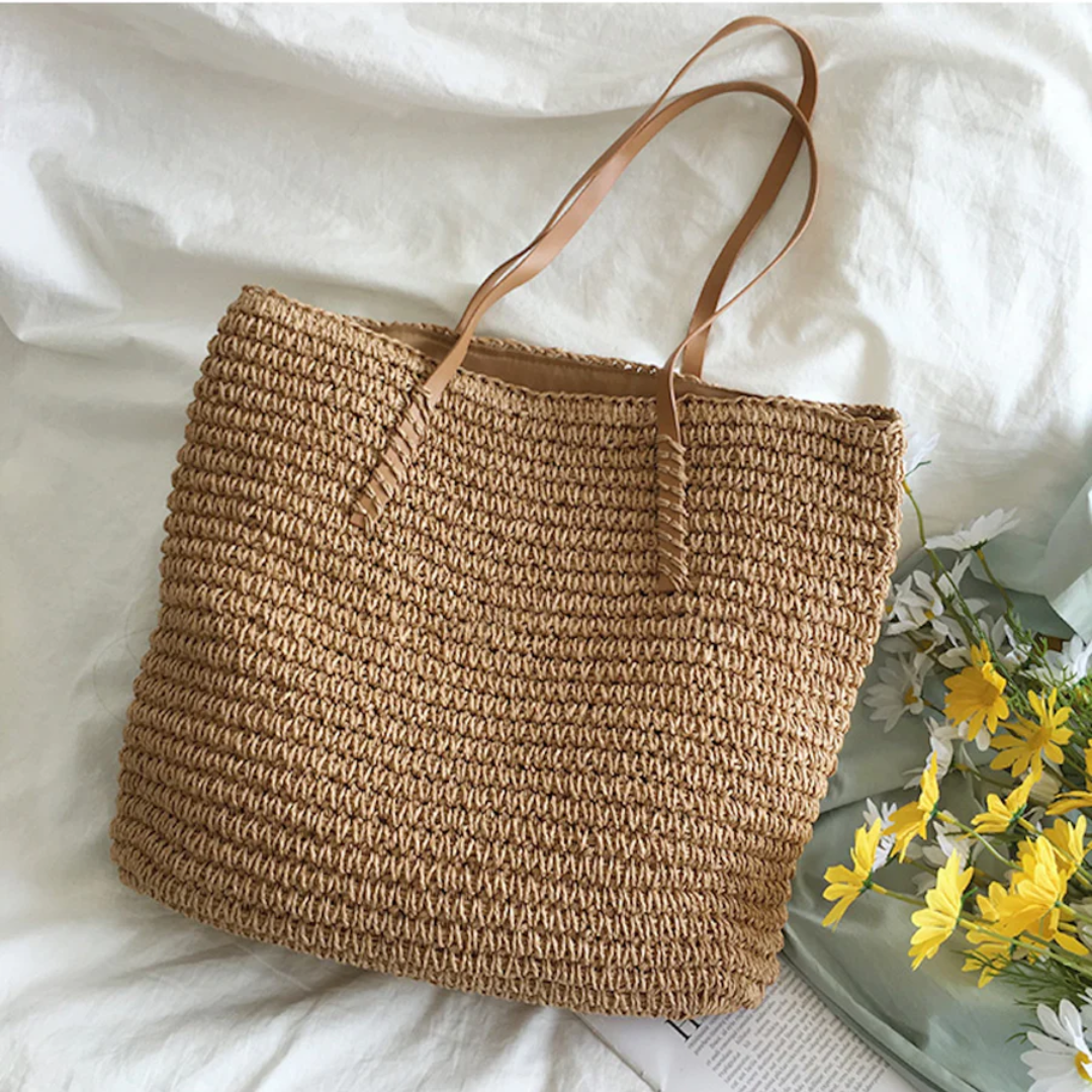 Handbag Braided Woven Spacious Interior Ergonomic Shoulder Strap