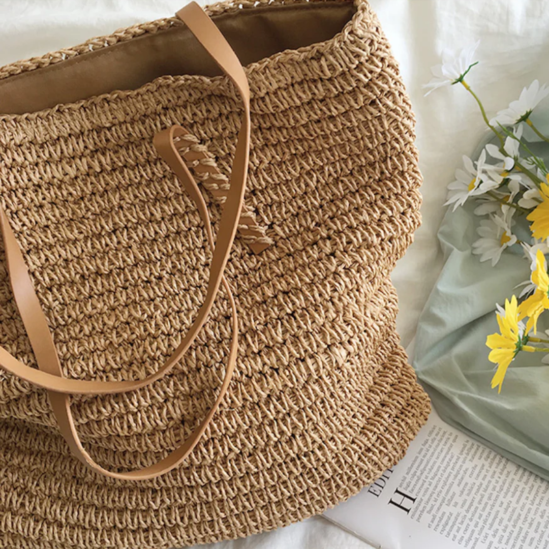 Handbag Braided Woven Spacious Interior Ergonomic Shoulder Strap