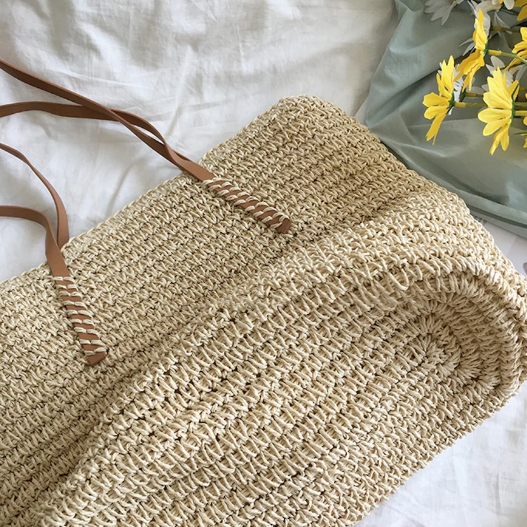 Handbag Braided Woven Spacious Interior Ergonomic Shoulder Strap