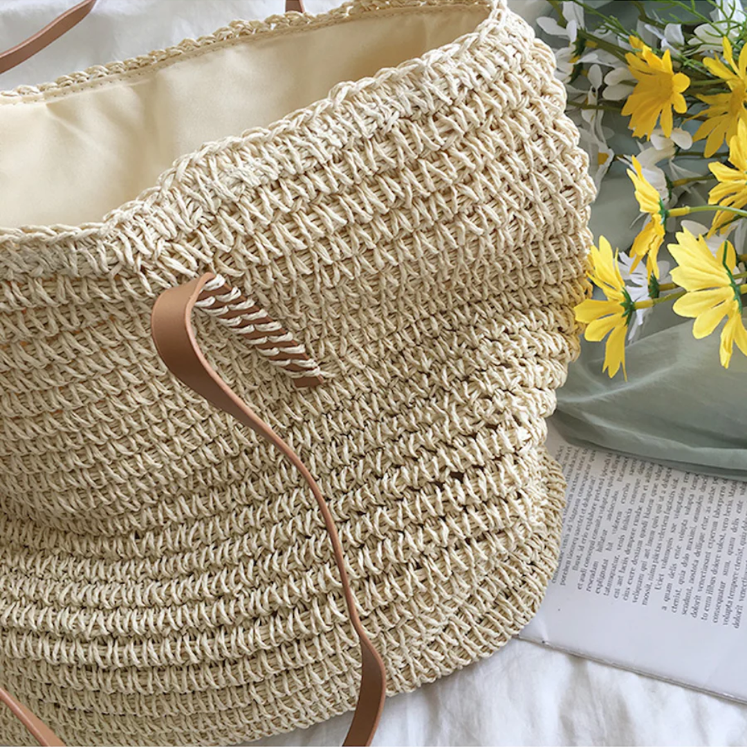 Handbag Braided Woven Spacious Interior Ergonomic Shoulder Strap