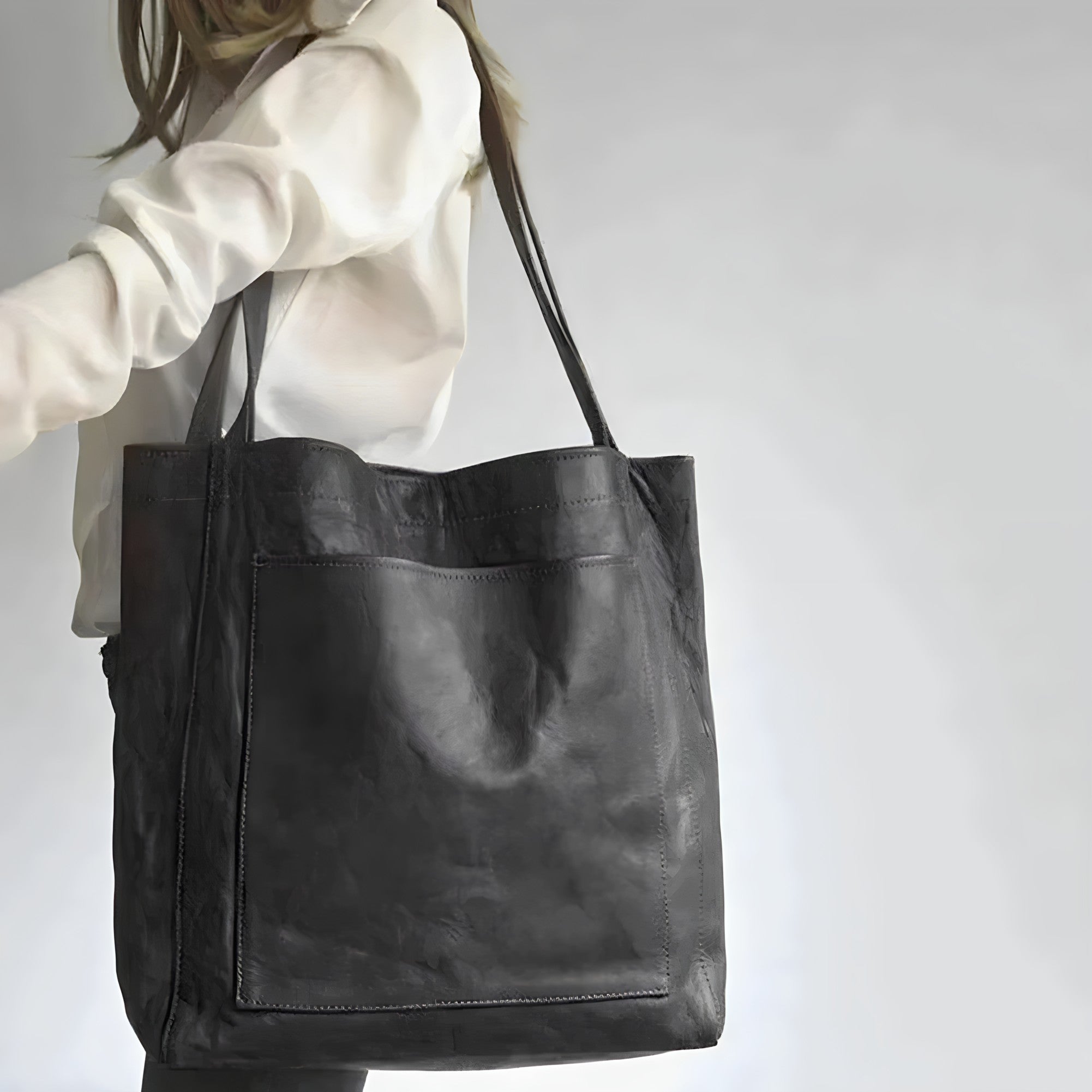 Handbag Faux Leather Spacious Double Shoulder Straps