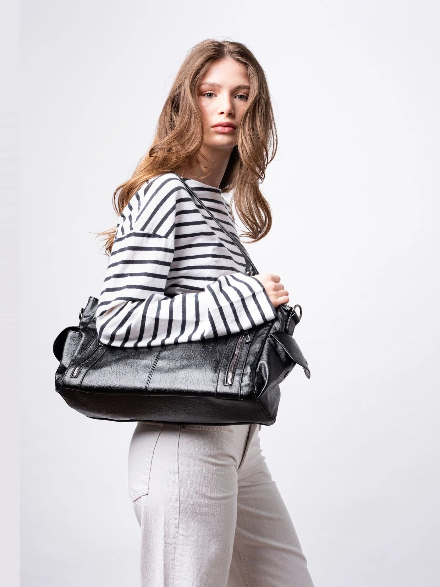 Handbag Multi-Compartment Zippered Pockets Detachable Shoulder Strap