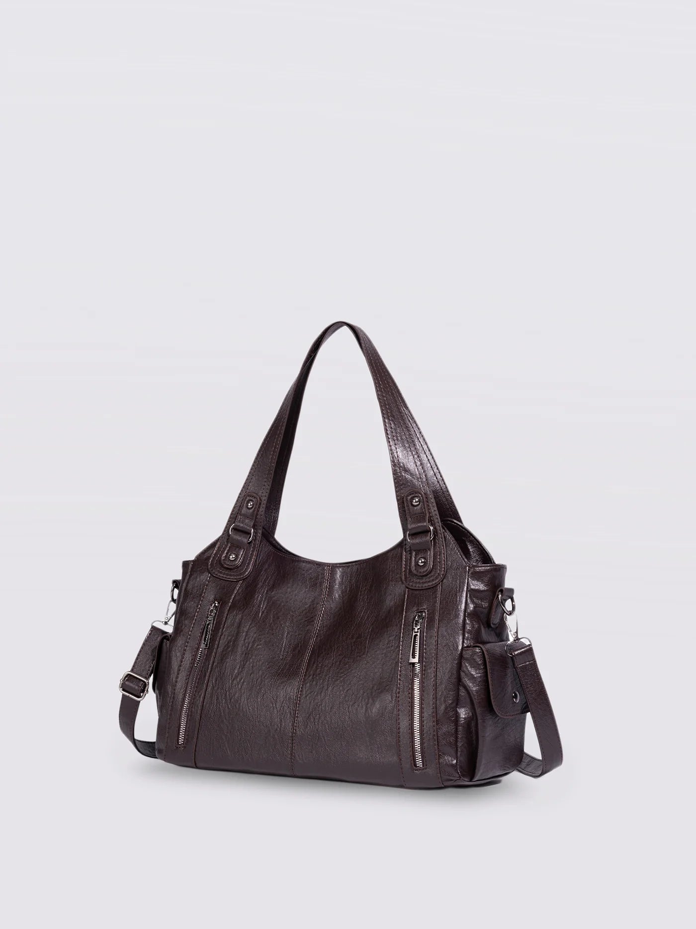 Handbag Multi-Compartment Zippered Pockets Detachable Shoulder Strap