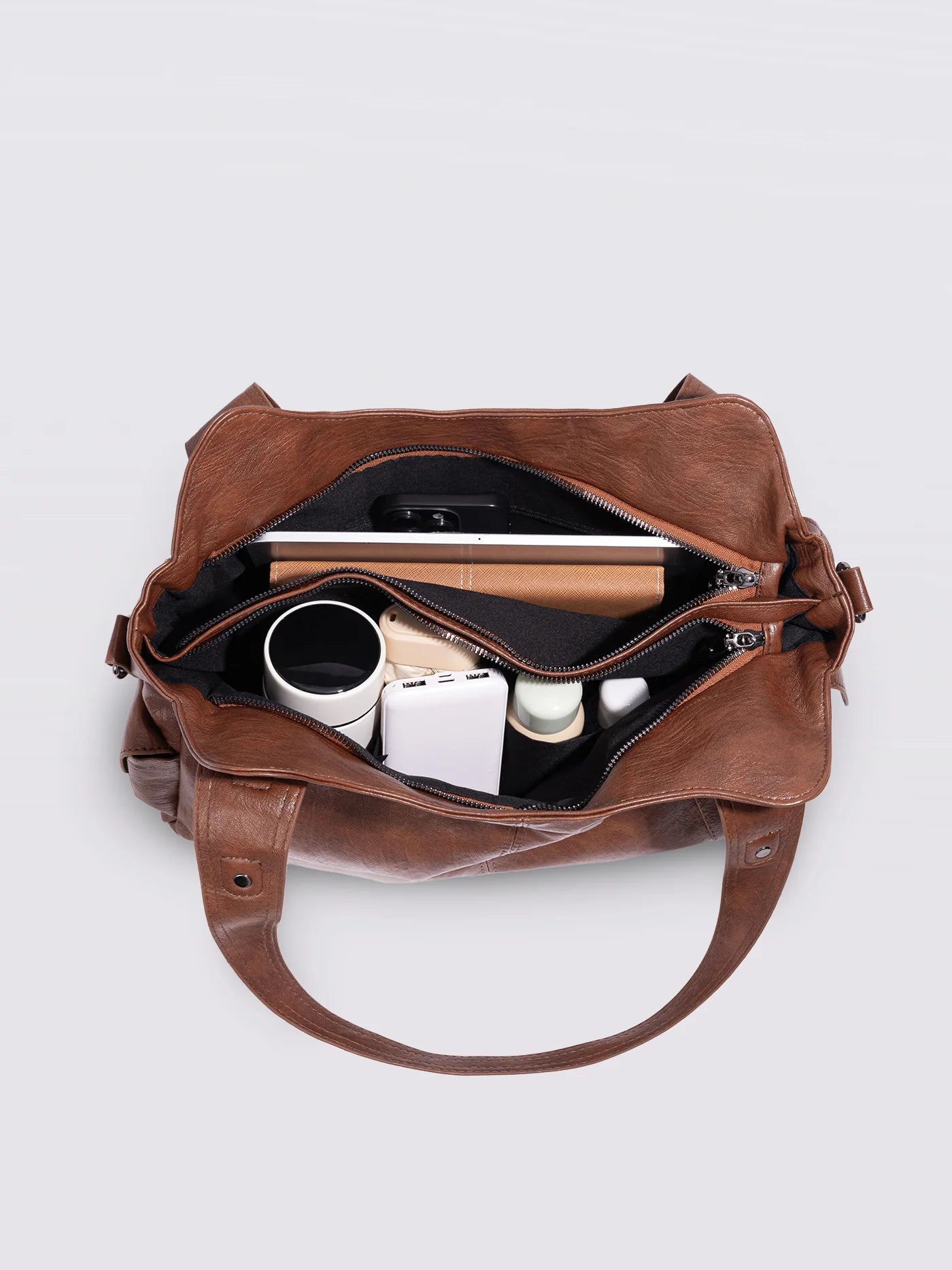 Handbag Multi-Compartment Zippered Pockets Detachable Shoulder Strap