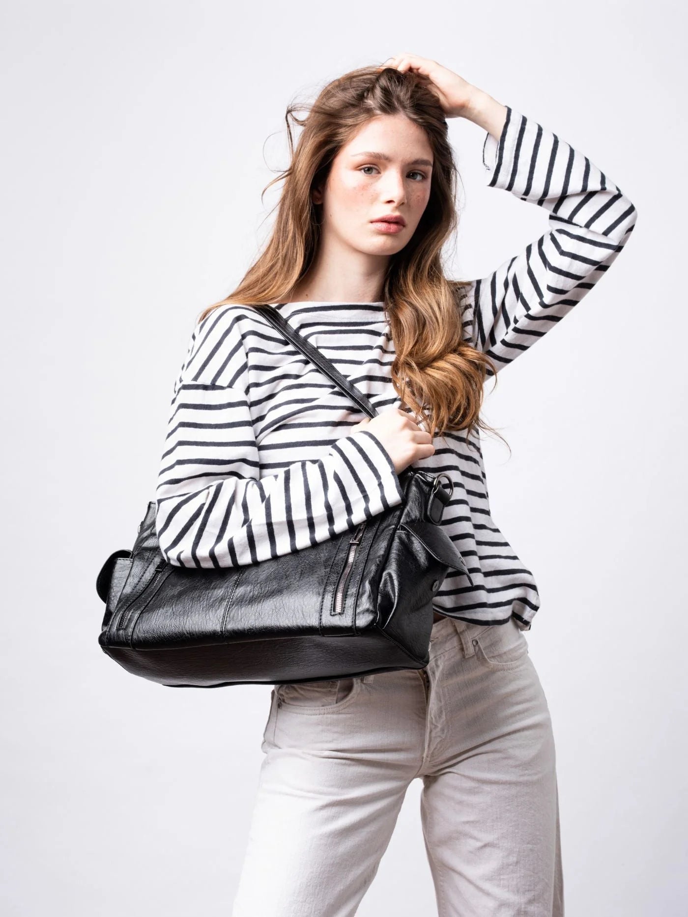 Handbag Multi-Compartment Zippered Pockets Detachable Shoulder Strap