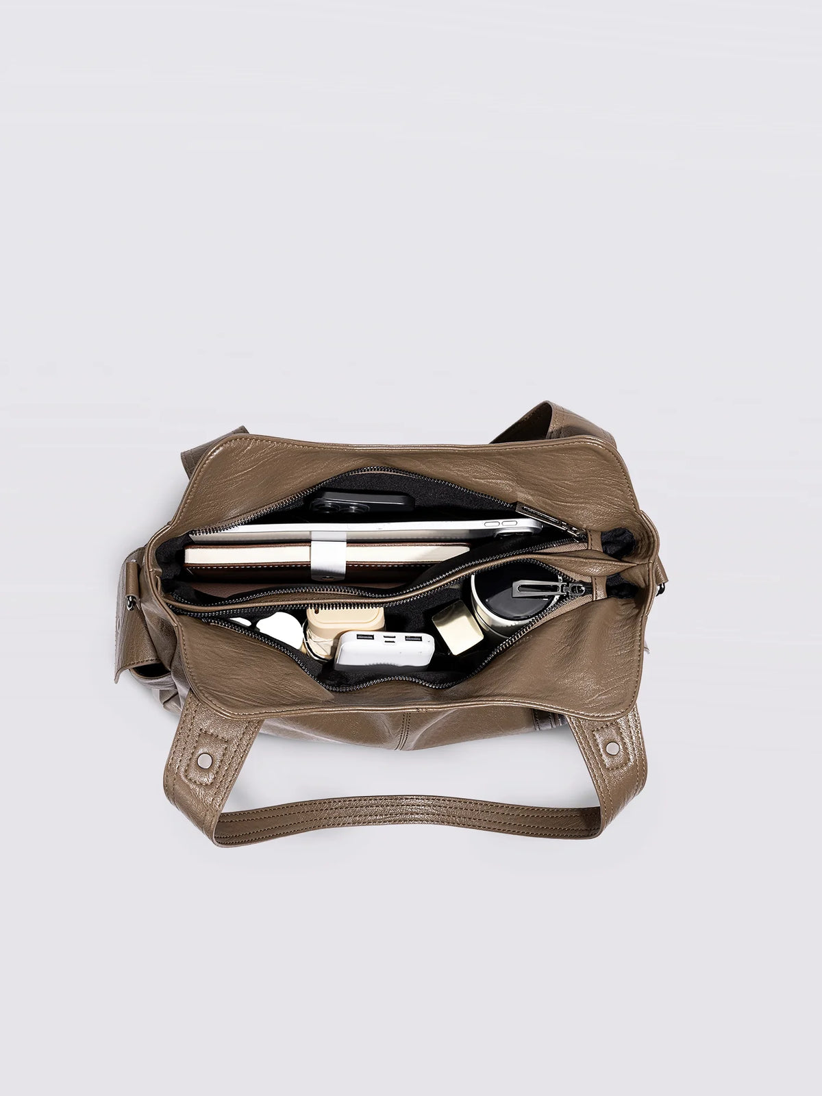 Handbag Multi-Compartment Zippered Pockets Detachable Shoulder Strap