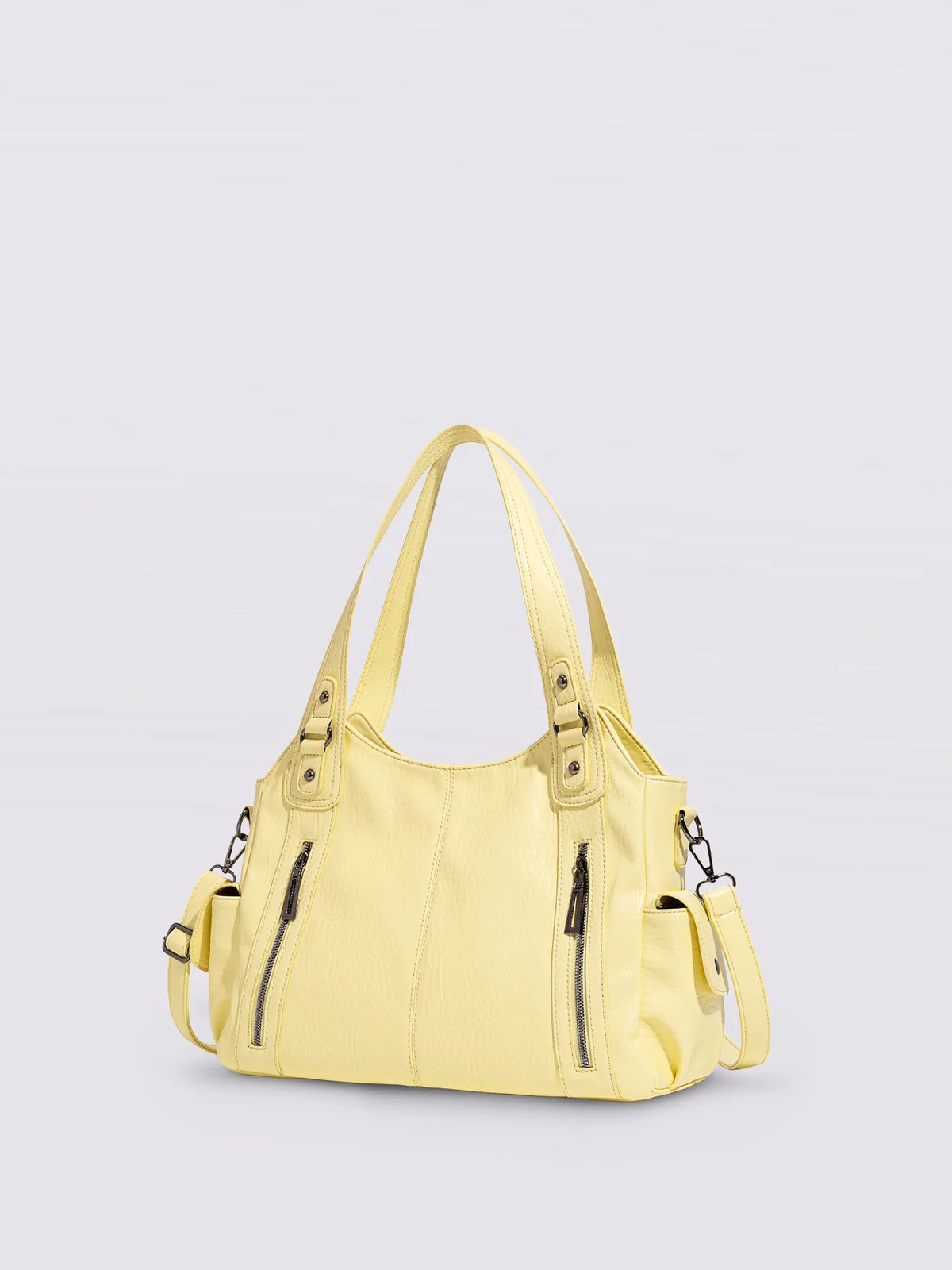 Handbag Multi-Compartment Zippered Pockets Detachable Shoulder Strap