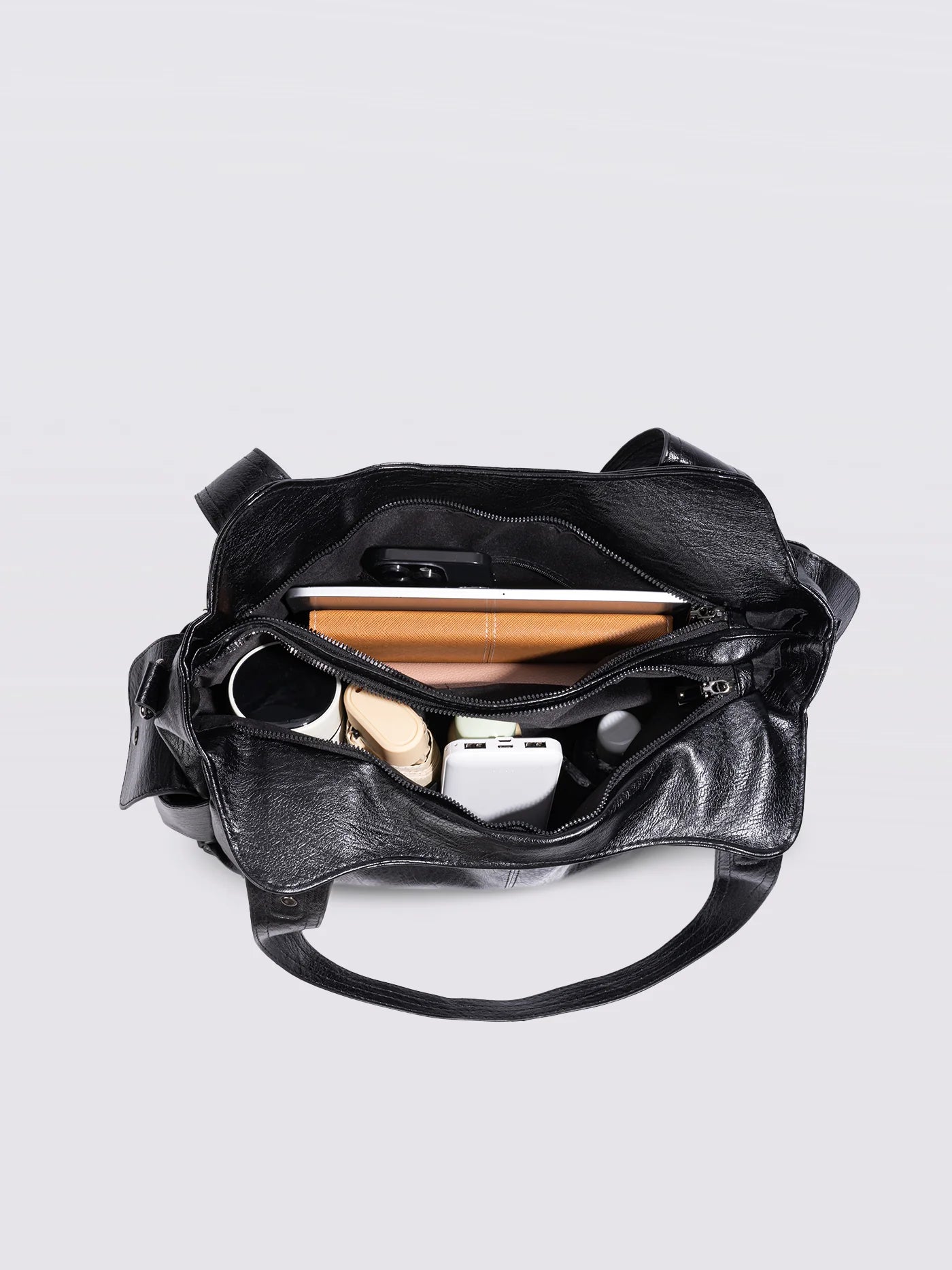 Handbag Multi-Compartment Zippered Pockets Detachable Shoulder Strap