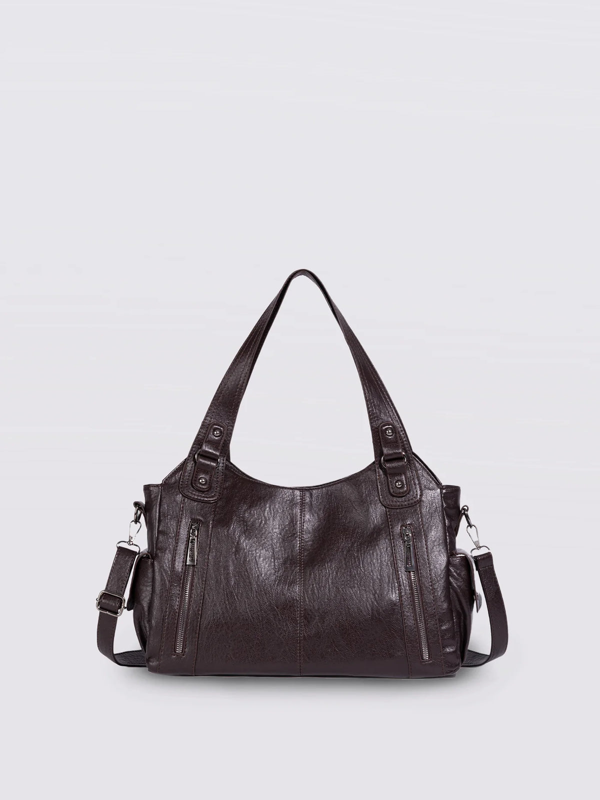 Handbag Multi-Compartment Zippered Pockets Detachable Shoulder Strap