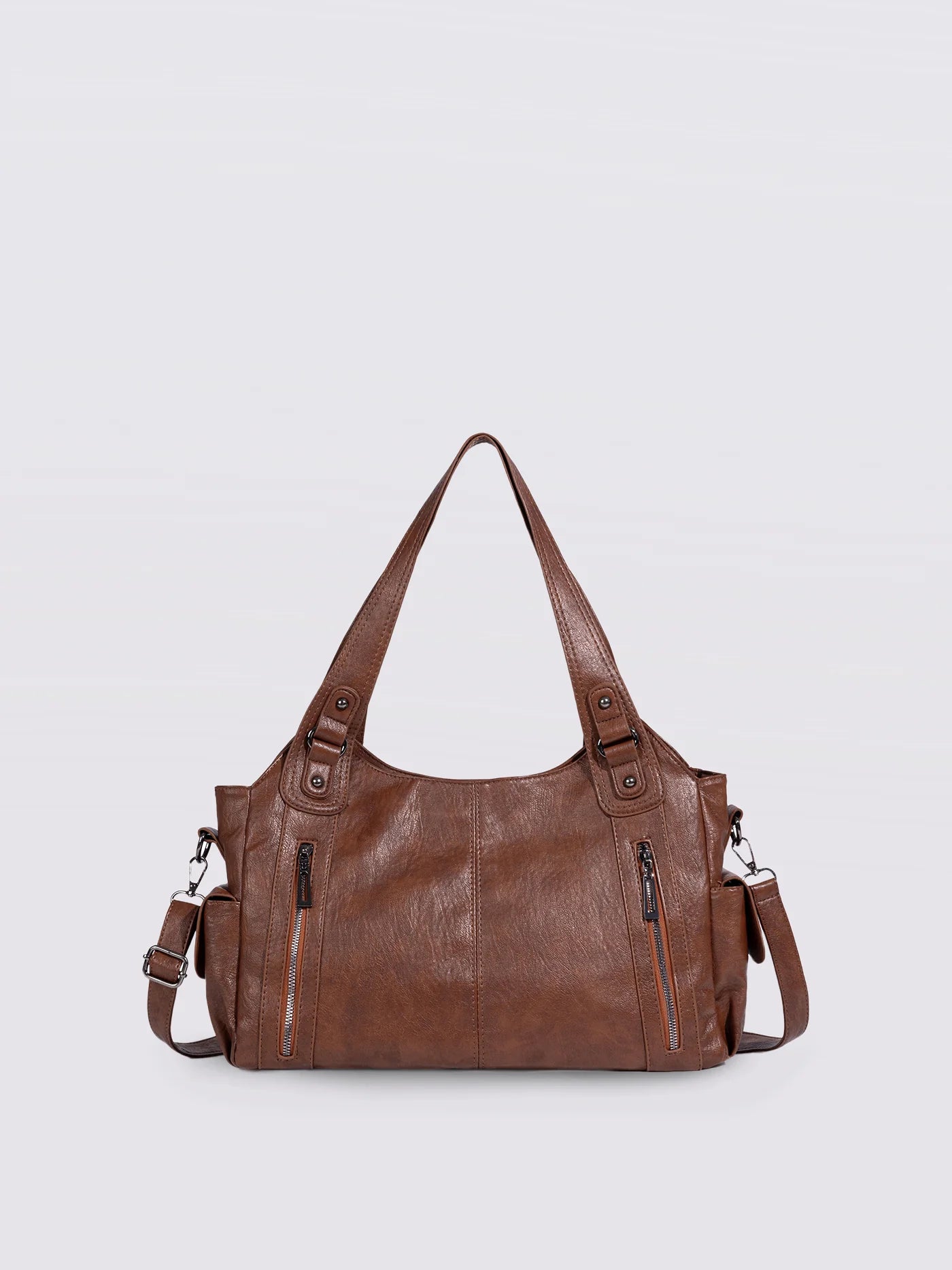 Handbag Multi-Compartment Zippered Pockets Detachable Shoulder Strap