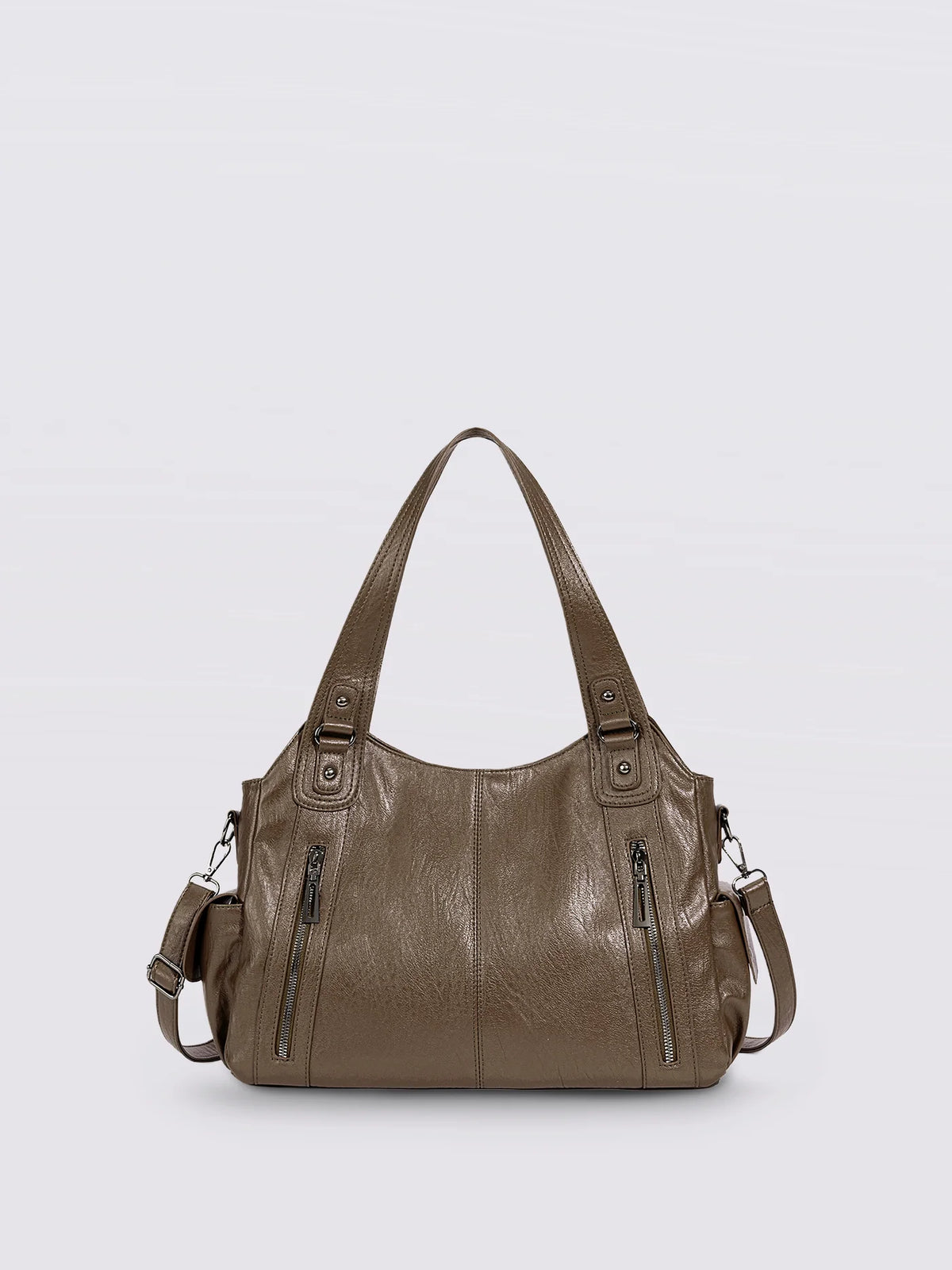 Handbag Multi-Compartment Zippered Pockets Detachable Shoulder Strap