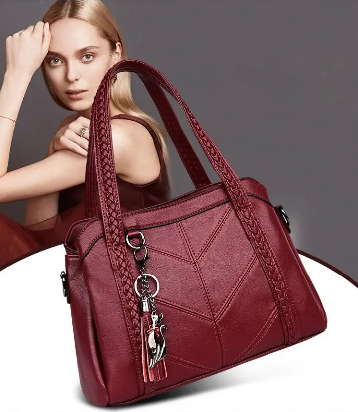 Handbag PU Leather Spacious Zippered Closure Multiple Compartments