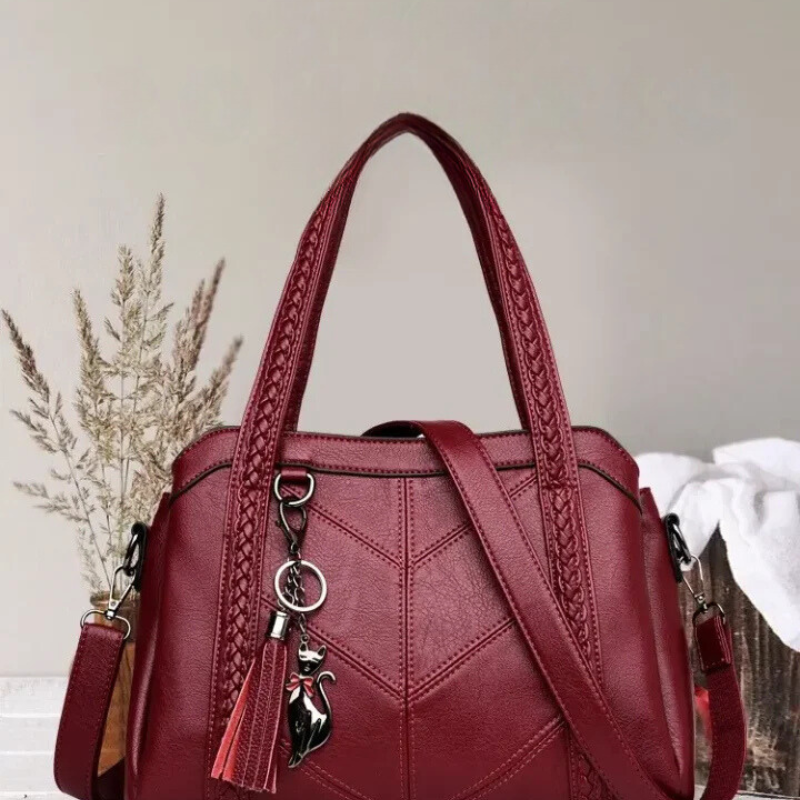 Handbag PU Leather Spacious Zippered Closure Multiple Compartments