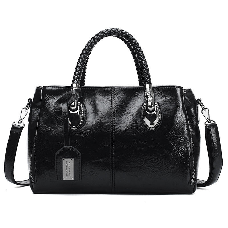 Handbag Soft Oil Wax Leather Multiple Pockets