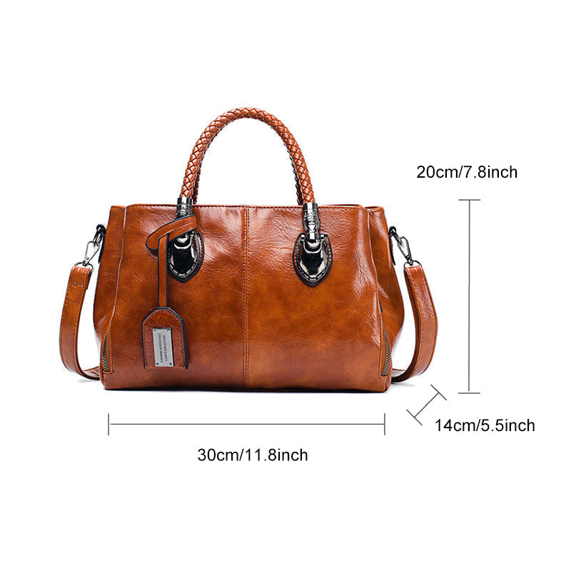 Handbag Soft Oil Wax Leather Multiple Pockets