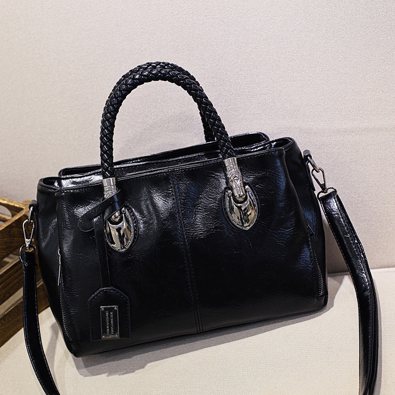Handbag Soft Oil Wax Leather Multiple Pockets