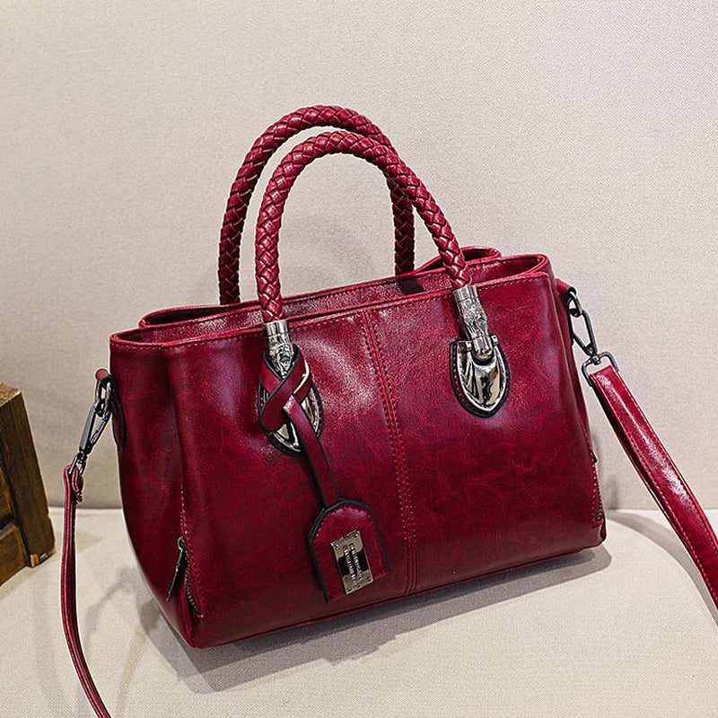 Handbag Soft Oil Wax Leather Multiple Pockets