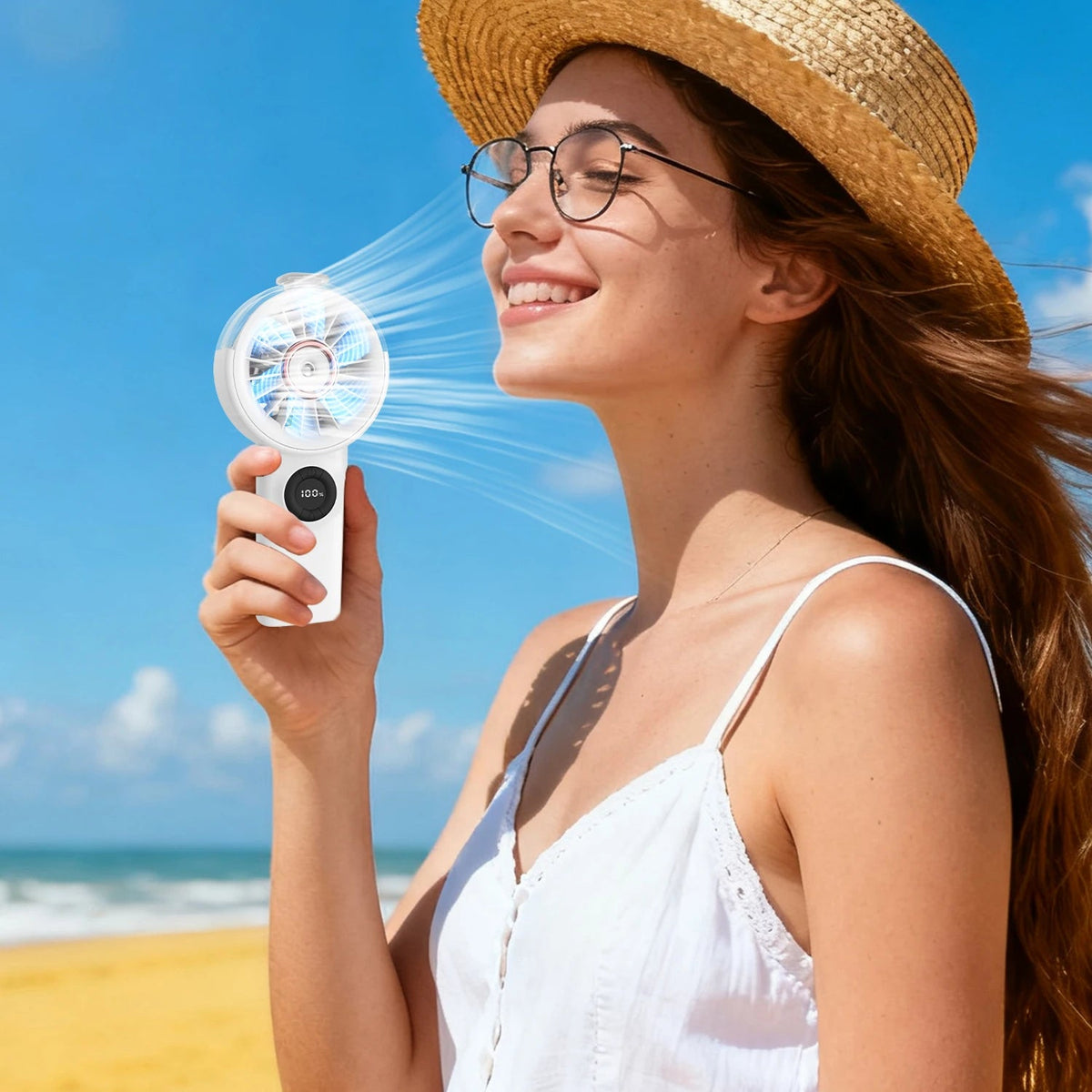Handheld Fan 100-Speed Misting Rechargeable Power Bank