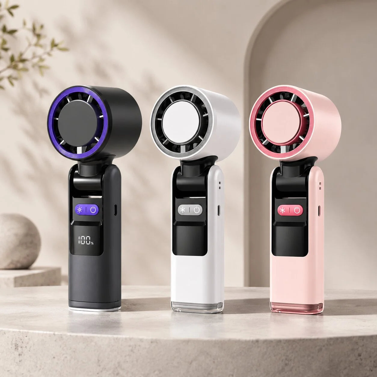 Handheld Fan Cooling Plate USB-C Rechargeable Integrated Flashlight