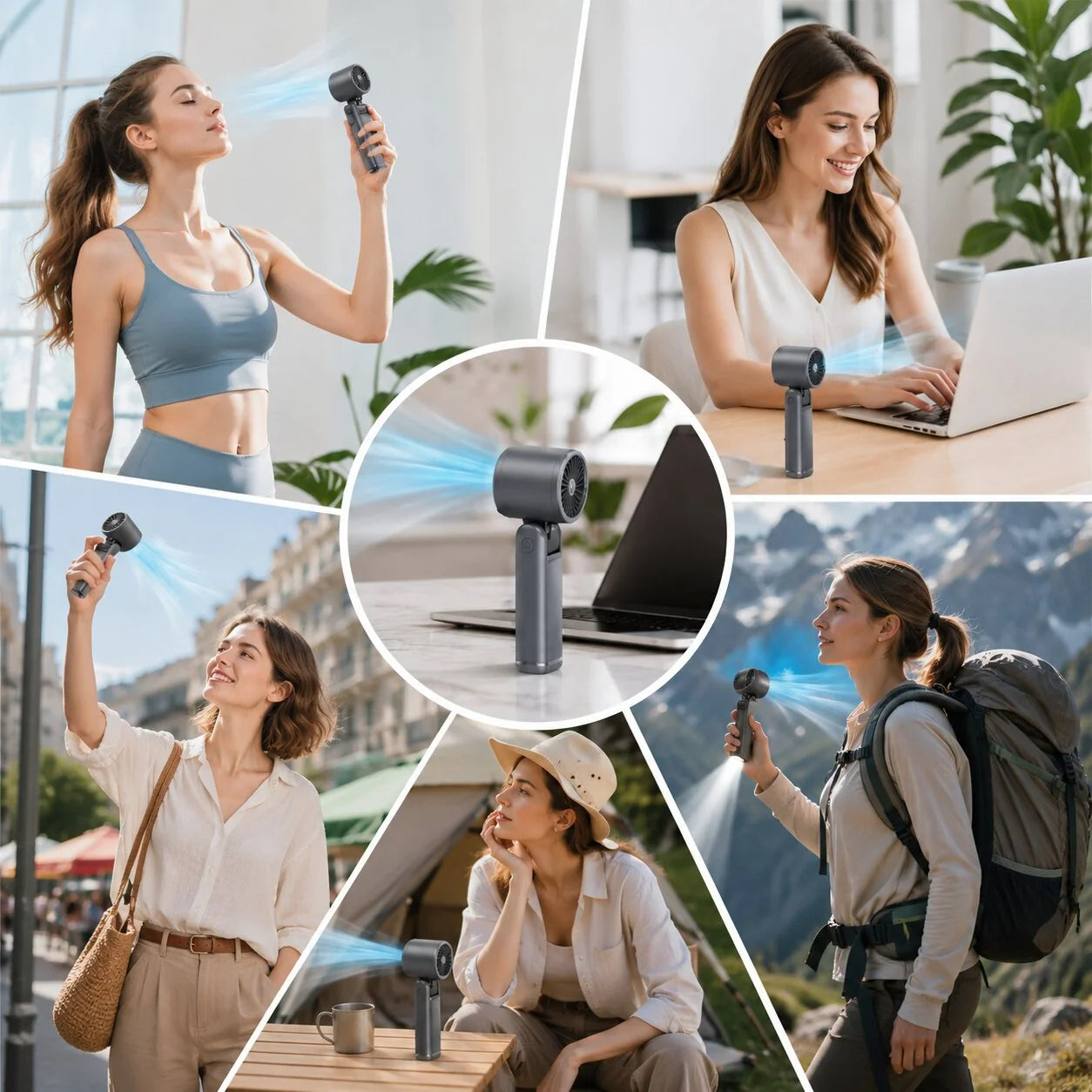 Handheld Fan Cooling Plate USB-C Rechargeable Integrated Flashlight
