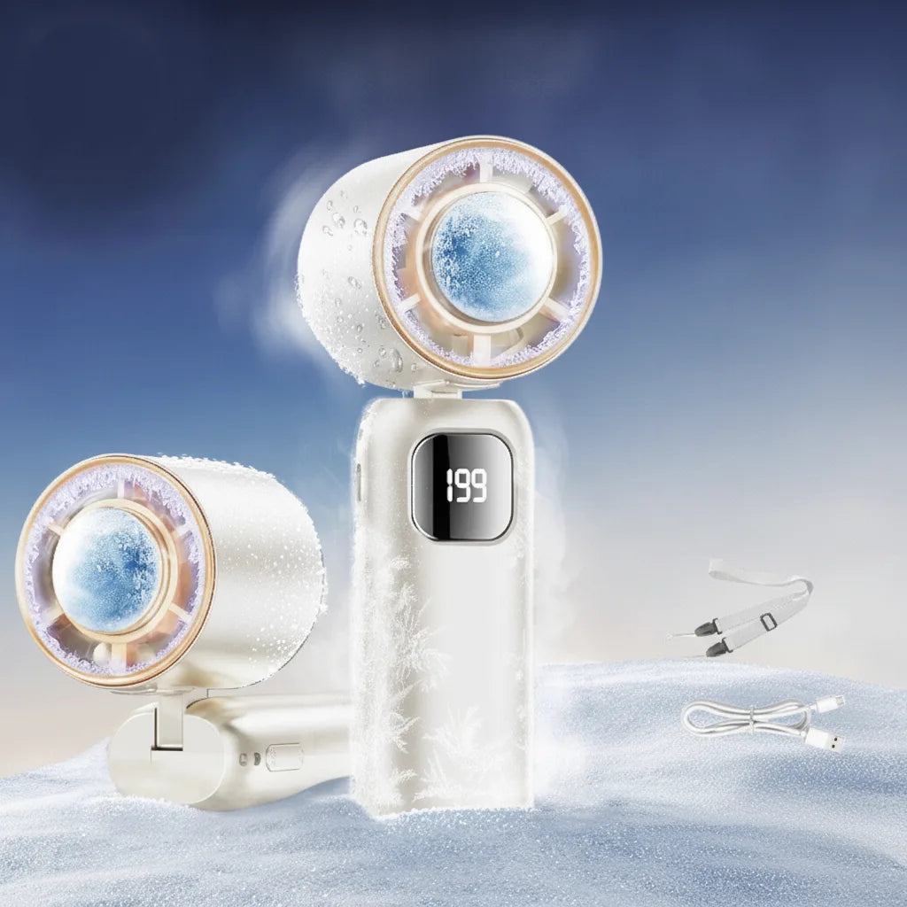 Handheld Fan Ice-Cooling Dual System & USB Rechargeable 20-Hour