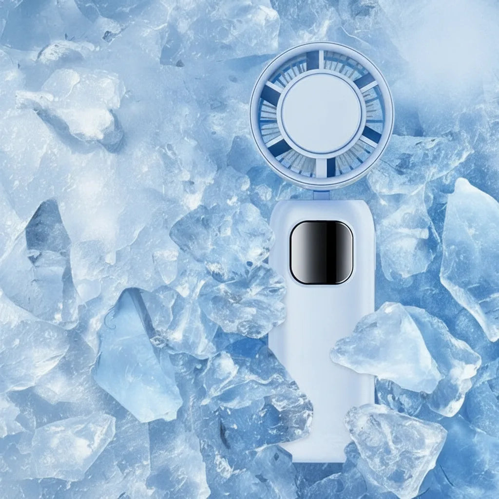 Handheld Fan Ice-Cooling Dual System & USB Rechargeable 20-Hour