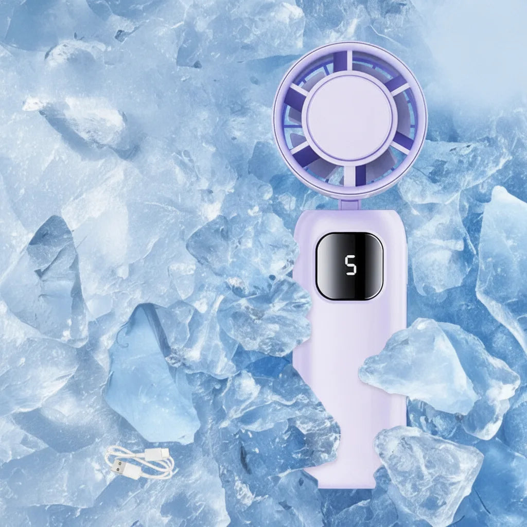 Handheld Fan Ice-Cooling Dual System & USB Rechargeable 20-Hour