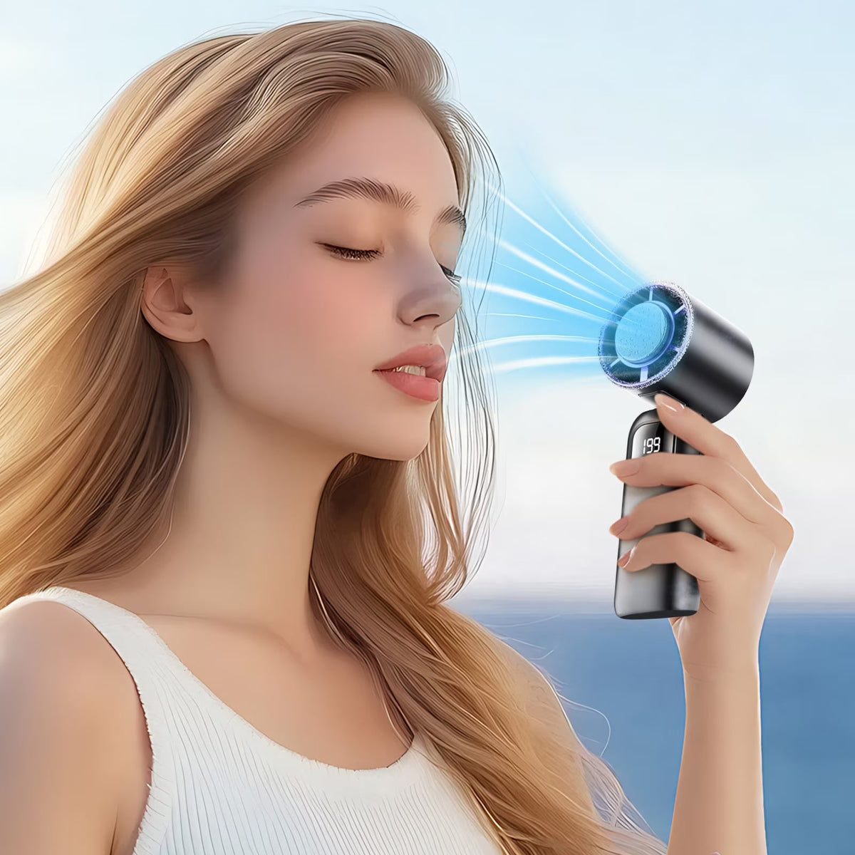 Handheld Fan Ice-Cooling Dual System & USB Rechargeable 20-Hour