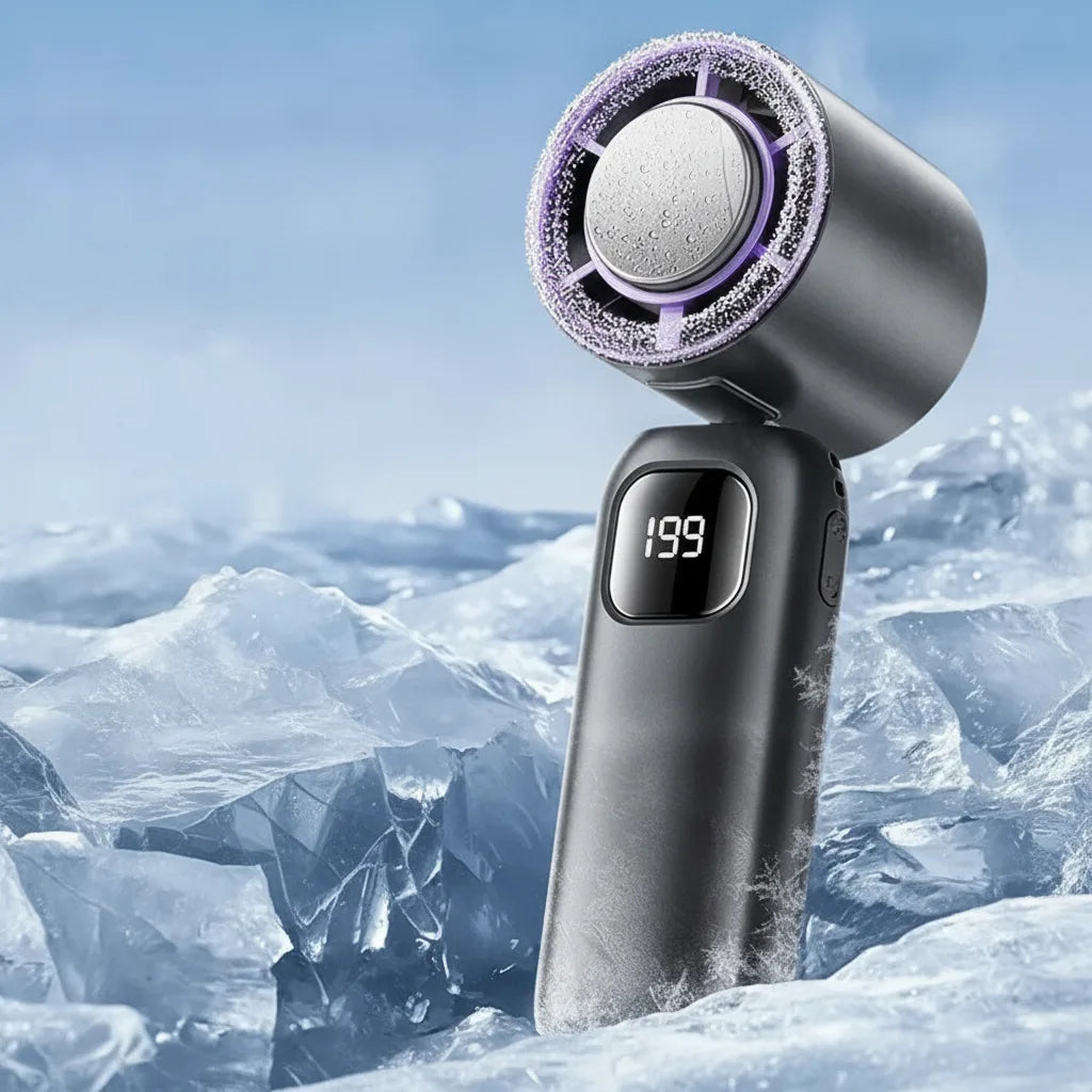 Handheld Fan Ice-Cooling Dual System & USB Rechargeable 20-Hour