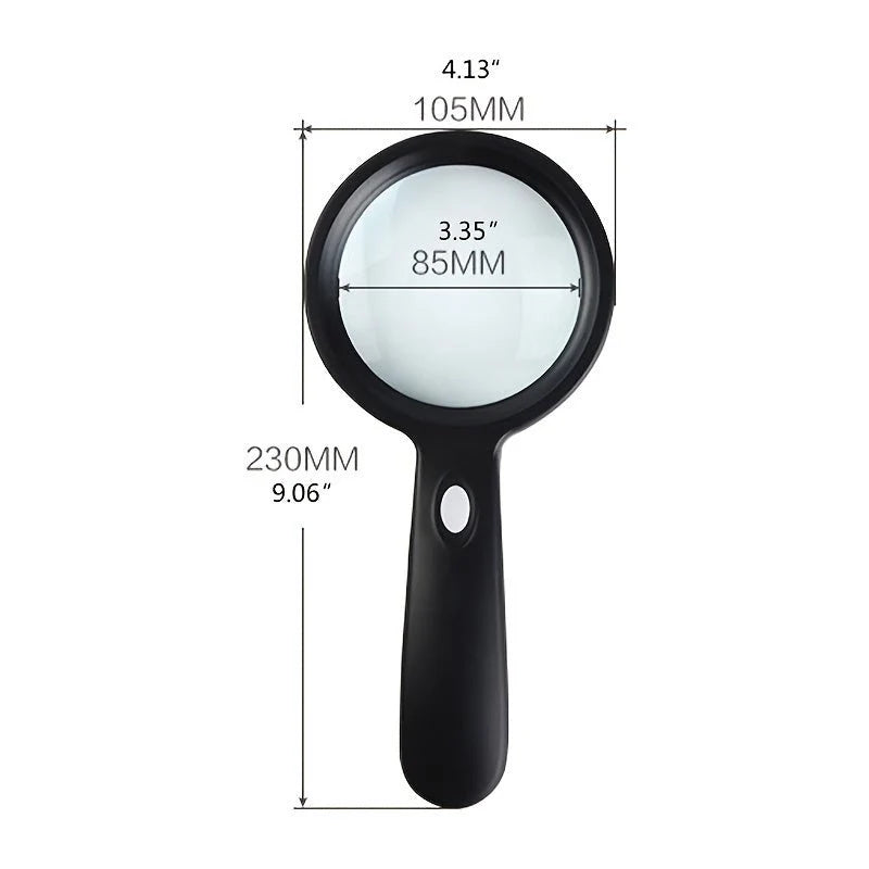 Handheld Magnifier 10X Integrated LED Ergonomic Handle