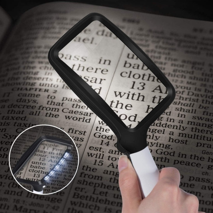 Handheld Magnifier 3x Magnification LED Light Large Viewing Area